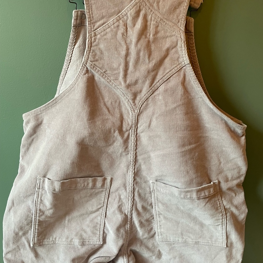 Women's Light grey corduroy Overalls - Classic Casual - Picture 5 of 5